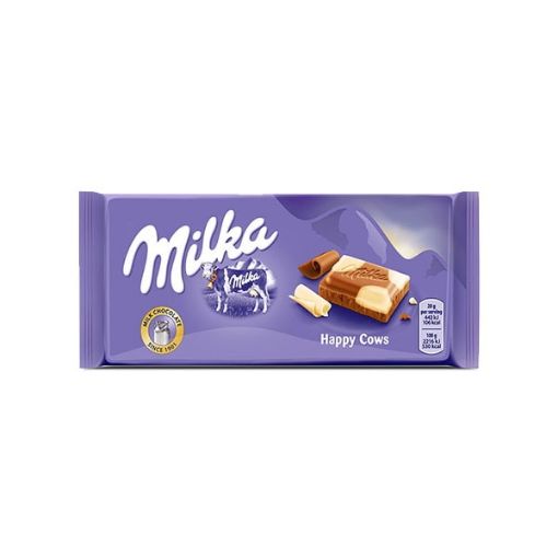 تصویر  شکلات میلکا با تکه های شکلات سفید - Milka Happy Cows
