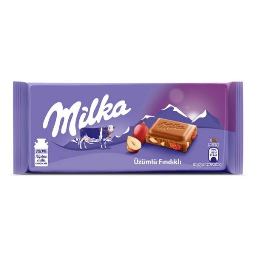 تصویر  شکلات میلکا با مغز کشمش و فندق - Milka Hazelnut