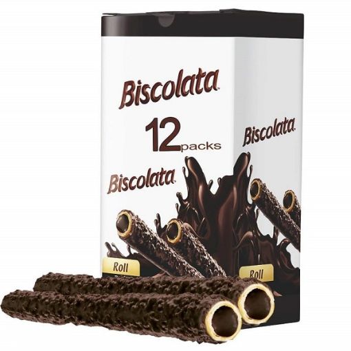 تصویر  بیسکولاتا نیروانا رول شکلاتی - بیسکولاتا قلمی - Biscolata Nirvana بسته 12 تایی