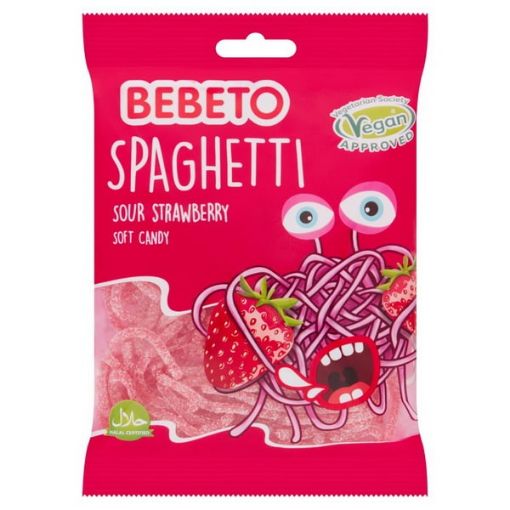 تصویر  پاستیل ببتو مدل اسپاگتی طعم توت فرنگی ترش 60 گرم