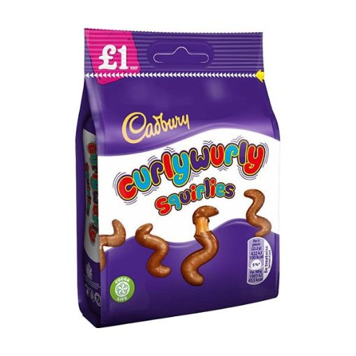 تصویر  شکلات پاکتی کدبری فرفری - Cadbury CurlyWurly Squirlies