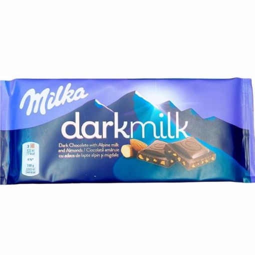 تصویر  شکلات میلکا دارک میلک با مغز بادام - Milka darkmilk Almonds