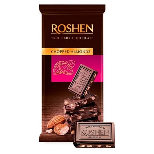 تصویر  شکلات تلخ روشن با تکه های بادام 85 گرم - Roshen Dark Chocolate