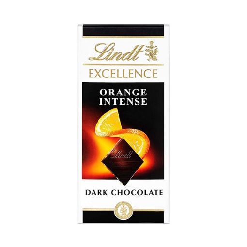 تصویر  شکلات تلخ لینت با طعم پرتقال  و تکه های بادام - Lindt Excellence Intense ORANGE 