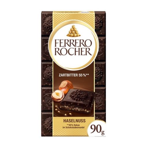 تصویر  شکلات تخته ای تلخ 55 درصد فندقی فررو روشر - FERRERO ROCHER 55%