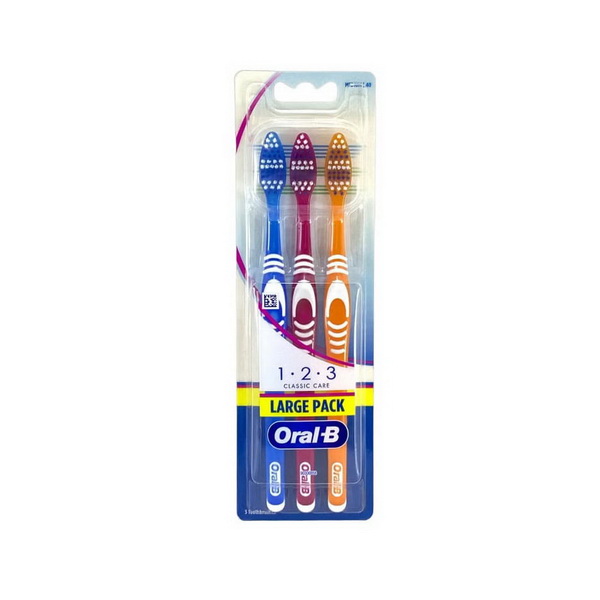 مسواک اورال بی ۳ عددی با برس مدیوم (Oral-B 1-2-3 Classic)