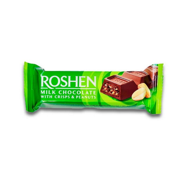 شکلات بار شیری چیپسی بادام زمینی - ROSHEN CRISPS & PEANUTS