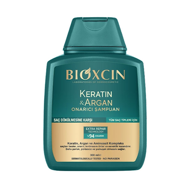 شامپو ترمیم کننده و ضد ریزش مو بیوکسین حاوی کراتین و روغن آرگان تک و بسته 2 تایی - BIOXCIN Keratin & Argan