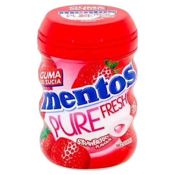آدامس طعم توت فرنگی بدون شکر مغزدار 60 گرم منتوس – mentos