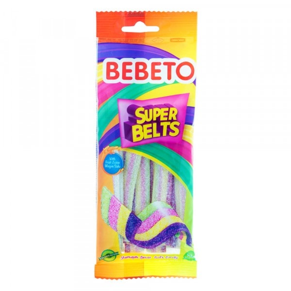 پاستیل نواری ببتو 75 گرم با طعم آبمیوه - BEBETO SUPER BELTS